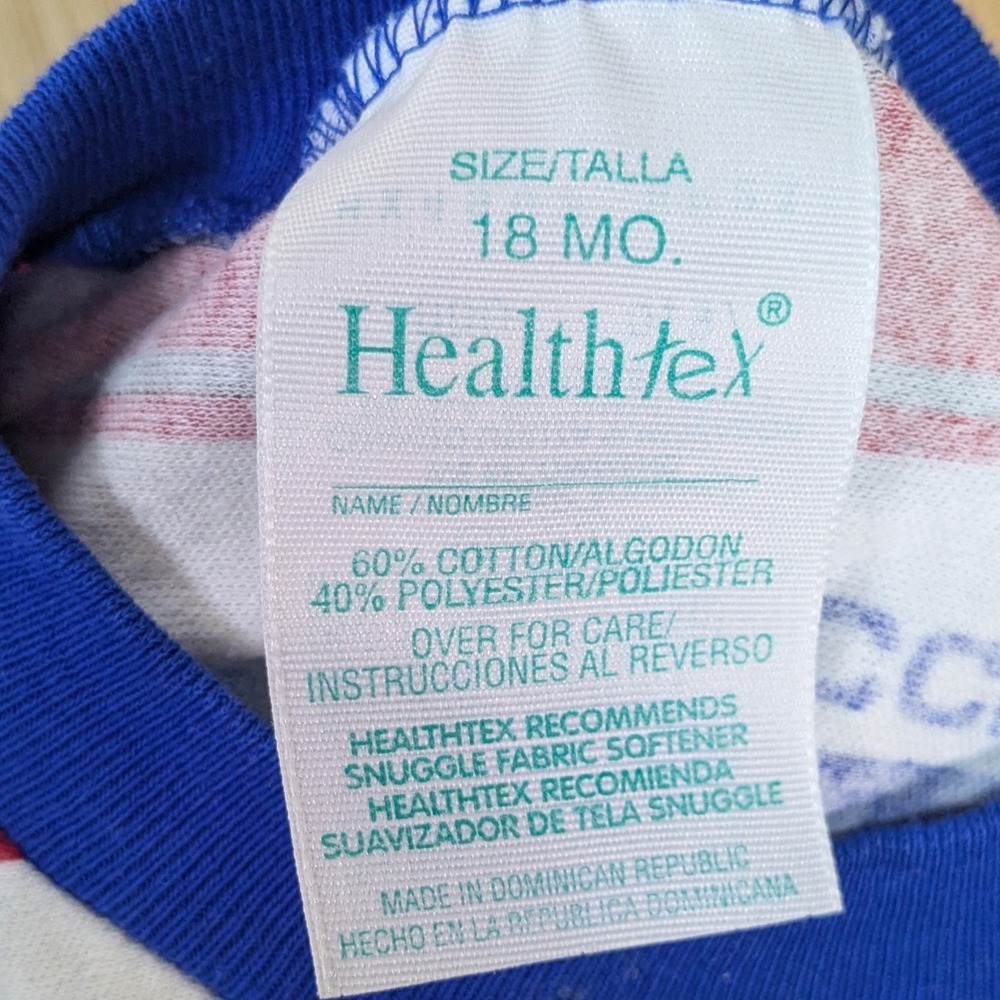 Vintage Healthtex Baby Boys Sports Teddy Bear Striped Bodysuit 18M Soccer Tennis - Picture 3 of 6